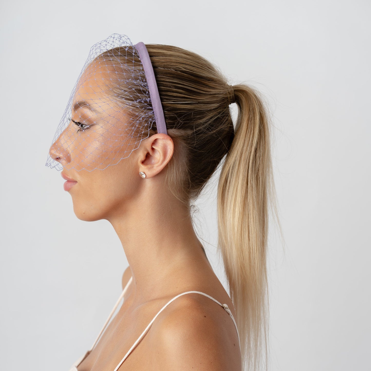 Lilac French Netting Veiled Headband