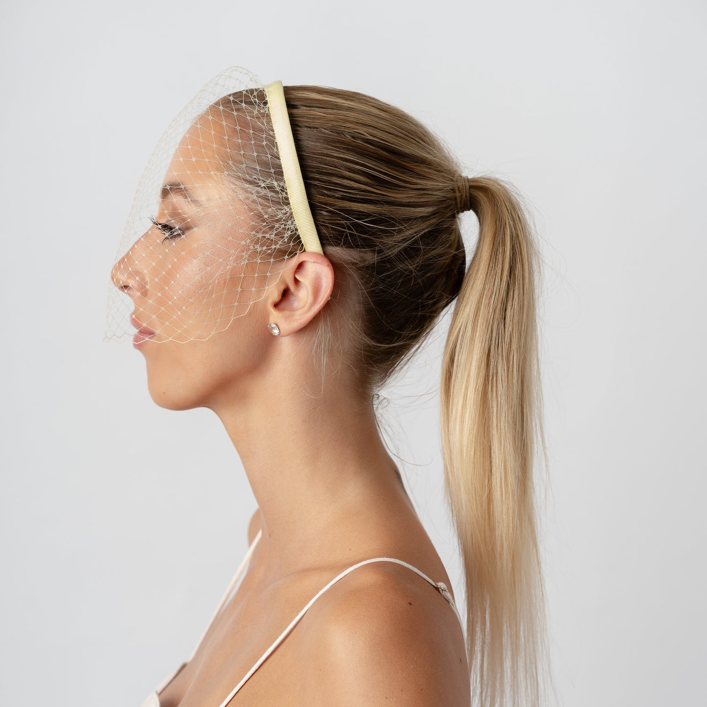Lemon Sorbet French Netting Veiled Headband