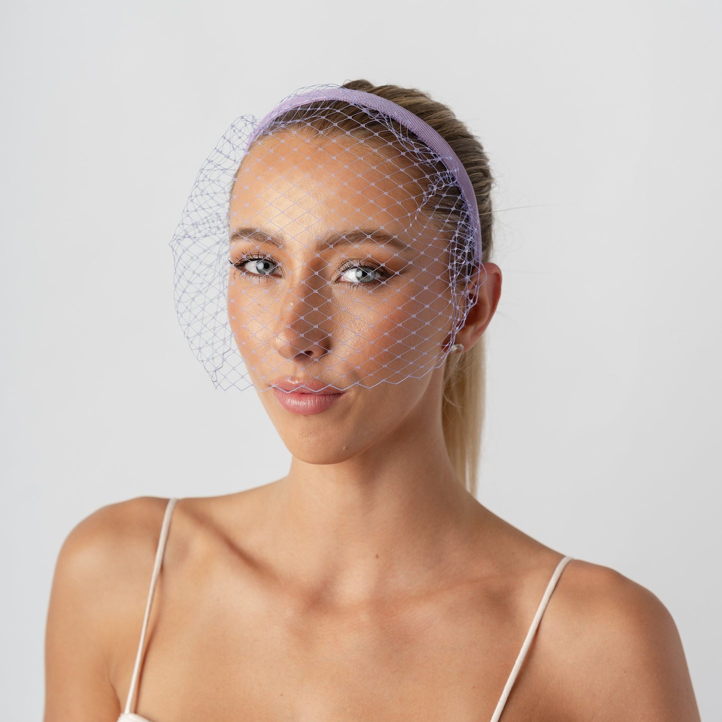 Lilac French Netting Veiled Headband