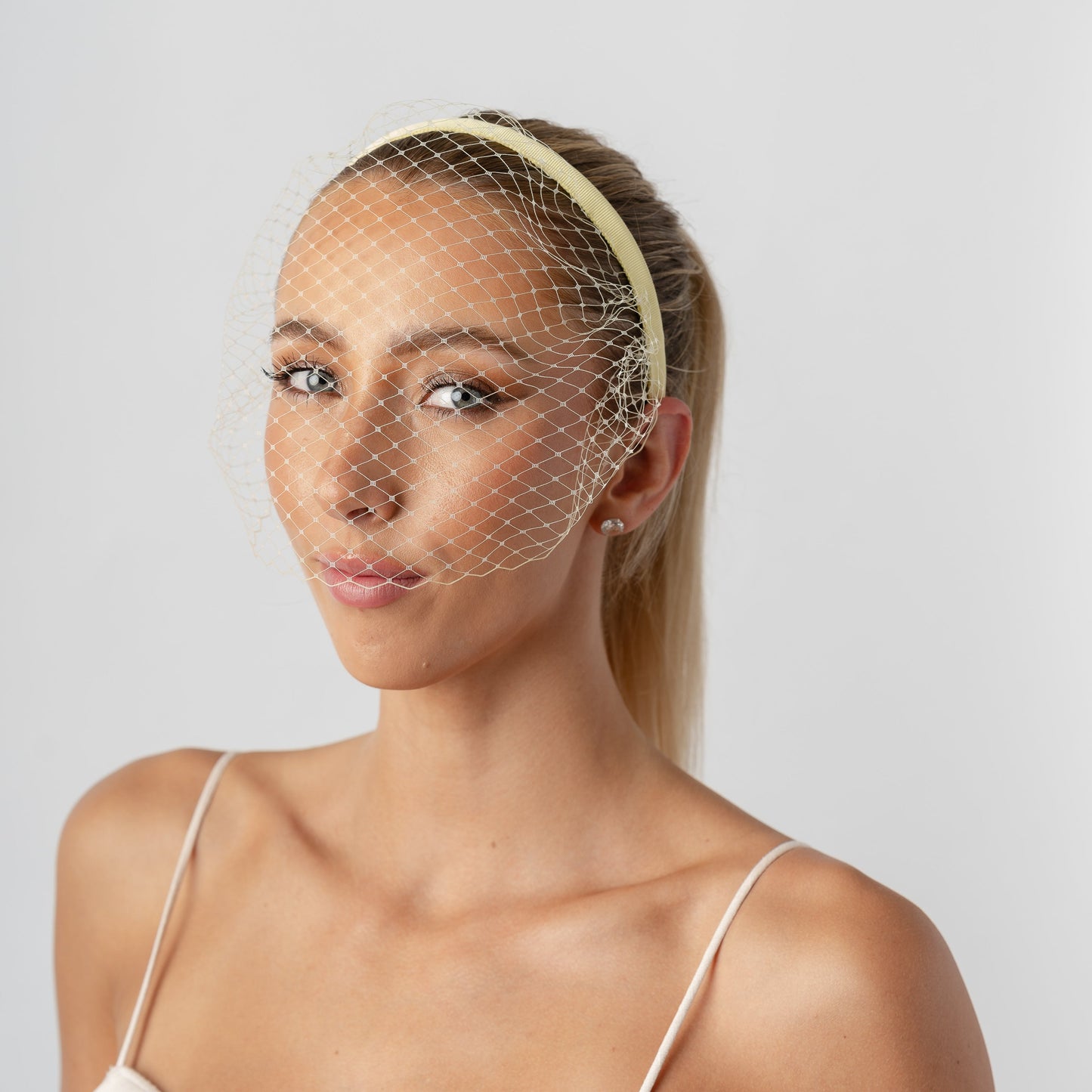 Lemon Sorbet French Netting Veiled Headband