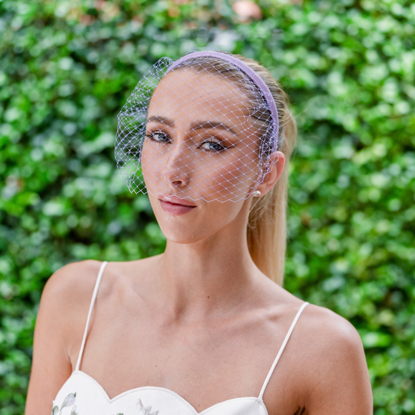 Lilac French Netting Veiled Headband