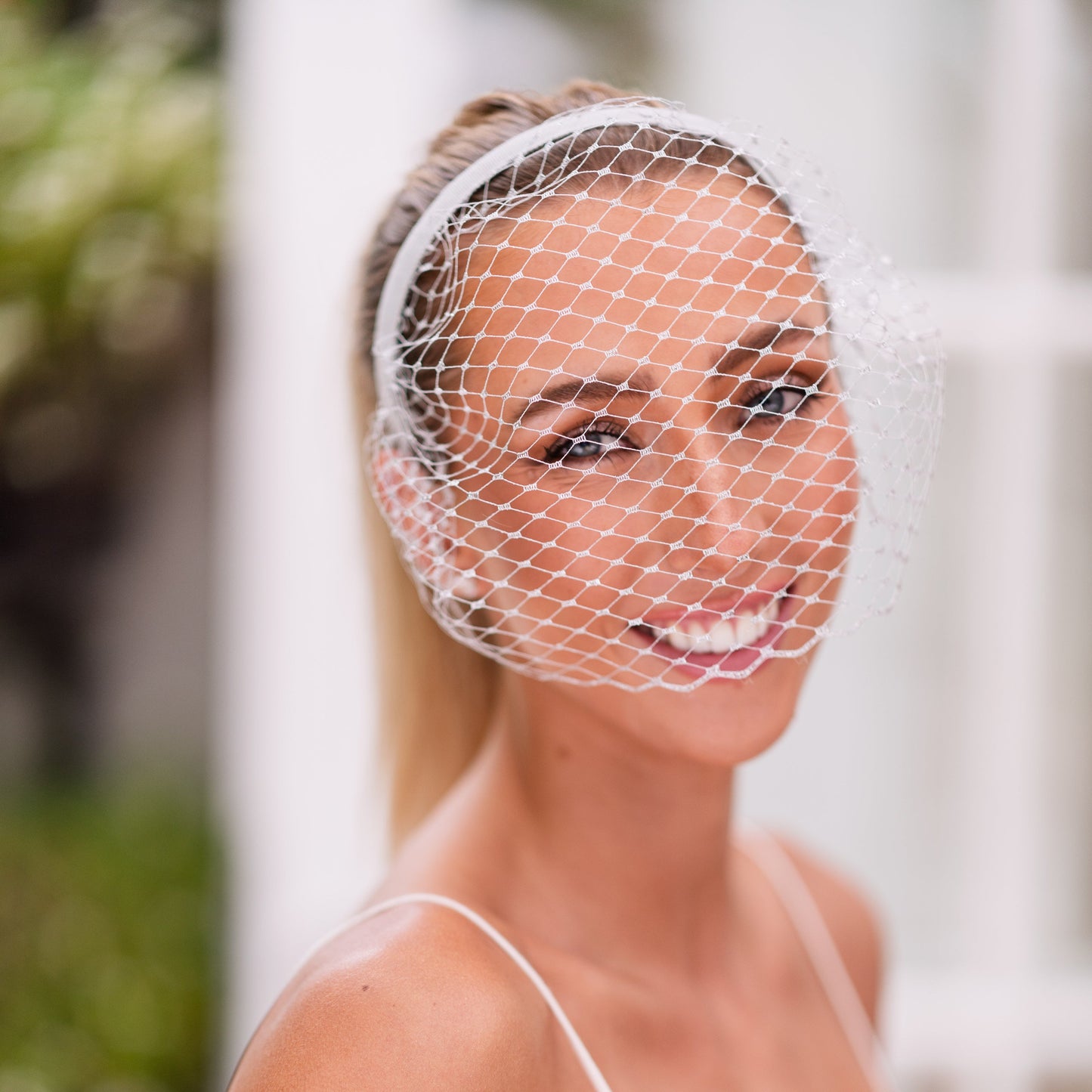 Silver French Netting Veiled Headband