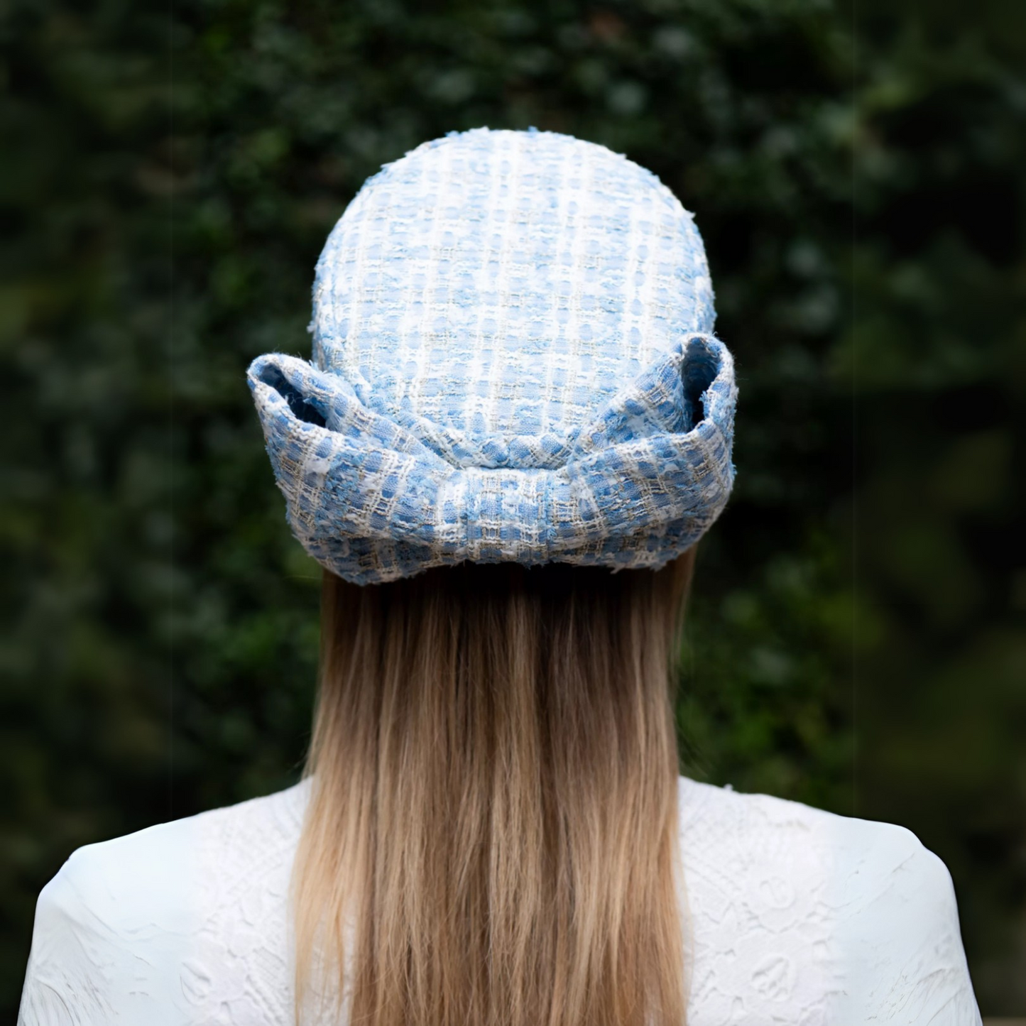 Pillbox in CHANEL tweed with Bow in Blue