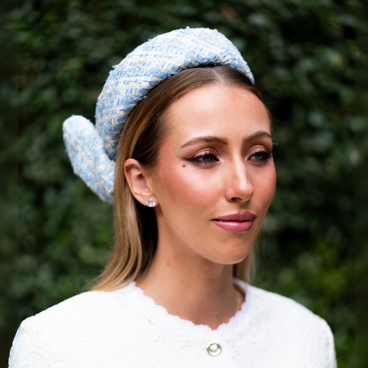 Pillbox in CHANEL tweed with Bow in Blue