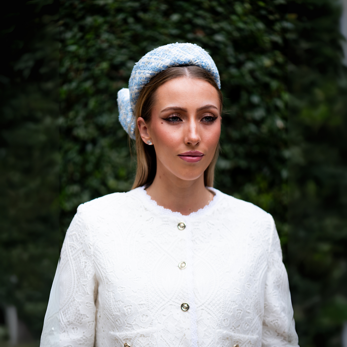 Pillbox in CHANEL tweed with Bow in Blue
