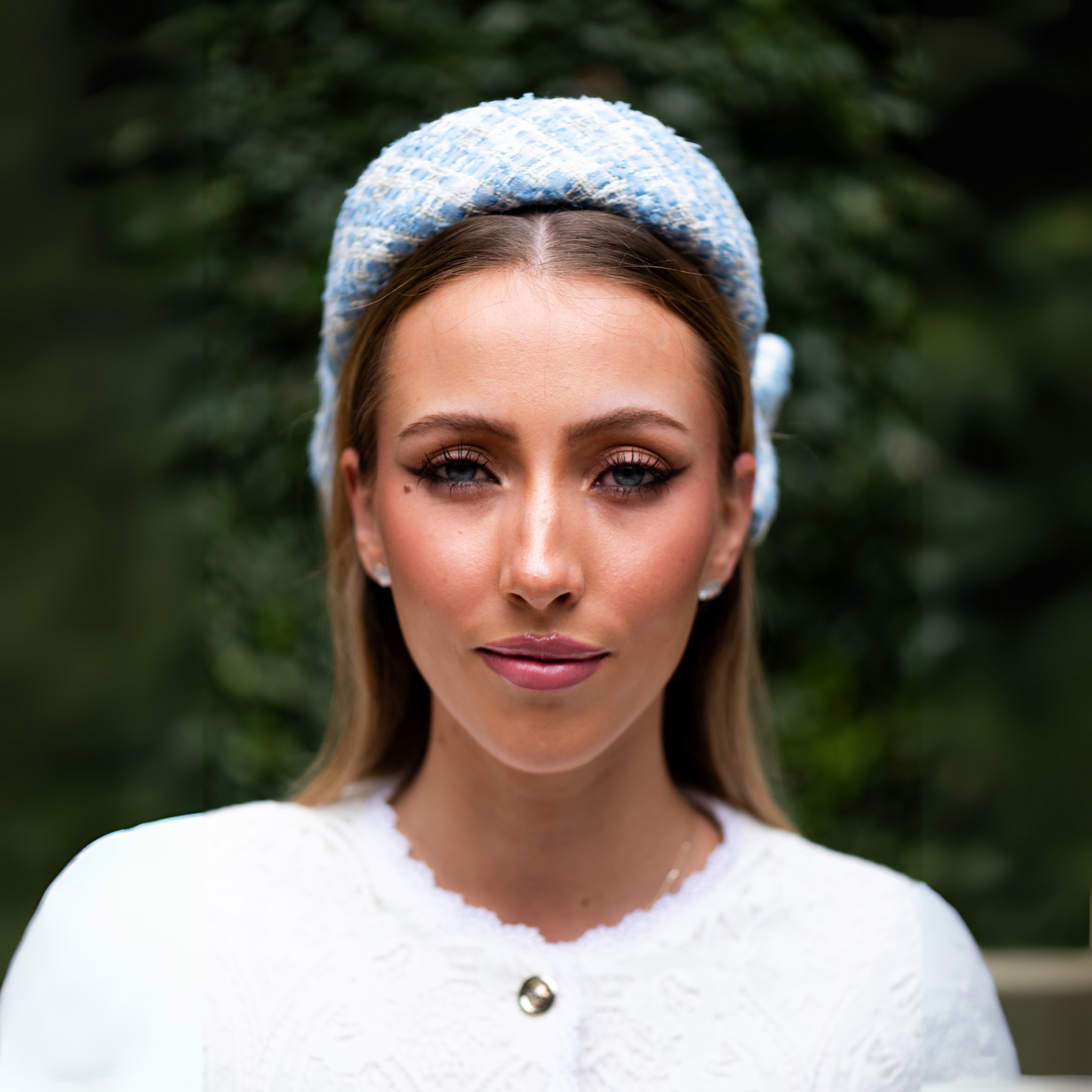 Pillbox in CHANEL tweed with Bow in Blue