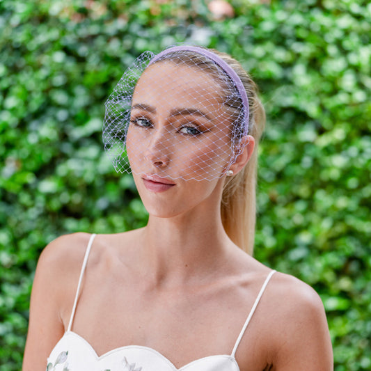Lilac French Netting Veiled Headband