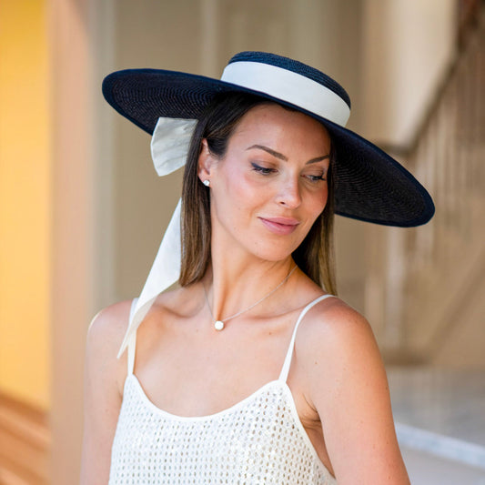 The Leading Lady Boater in Navy and Ivory