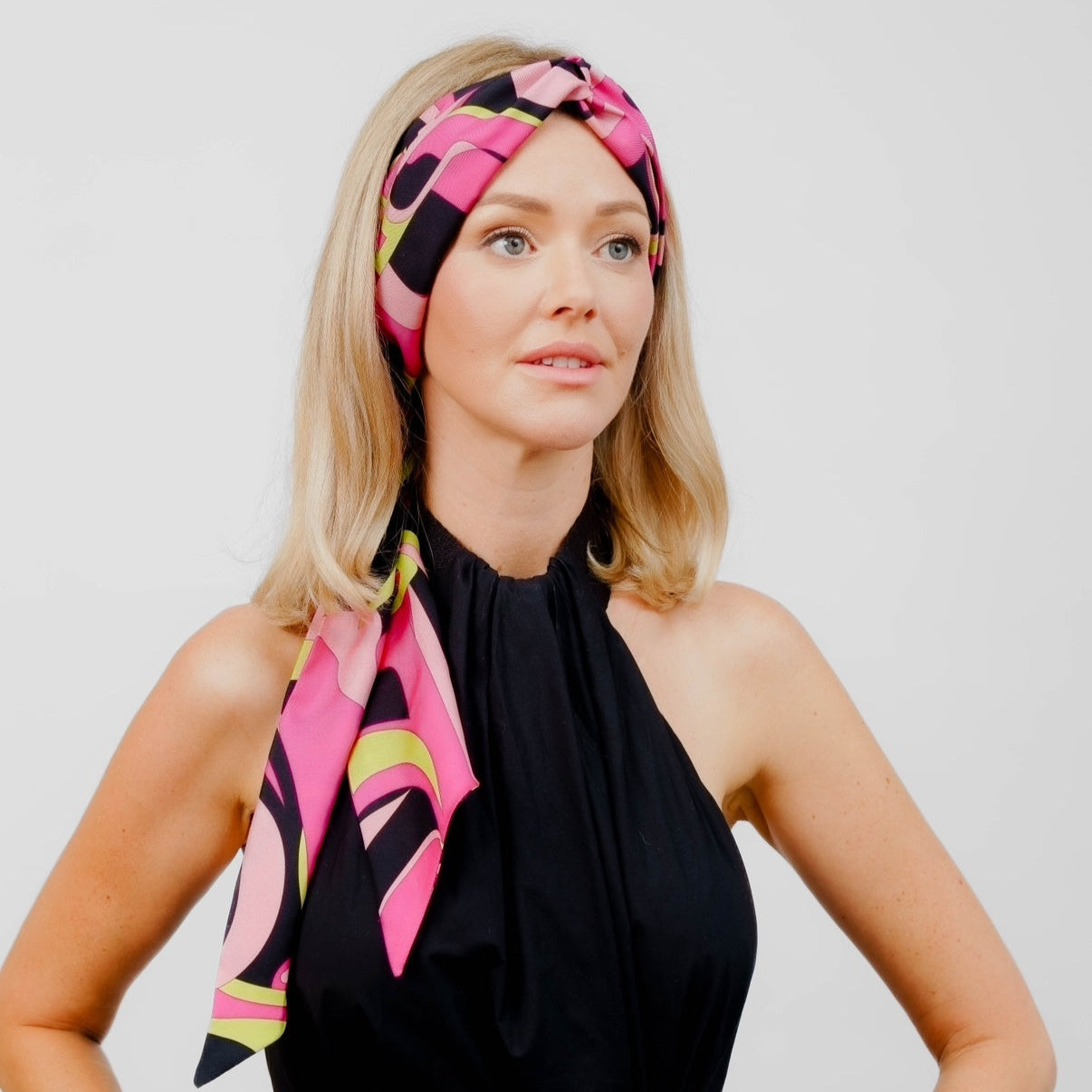 pink pucci pre tied silk headscarf
