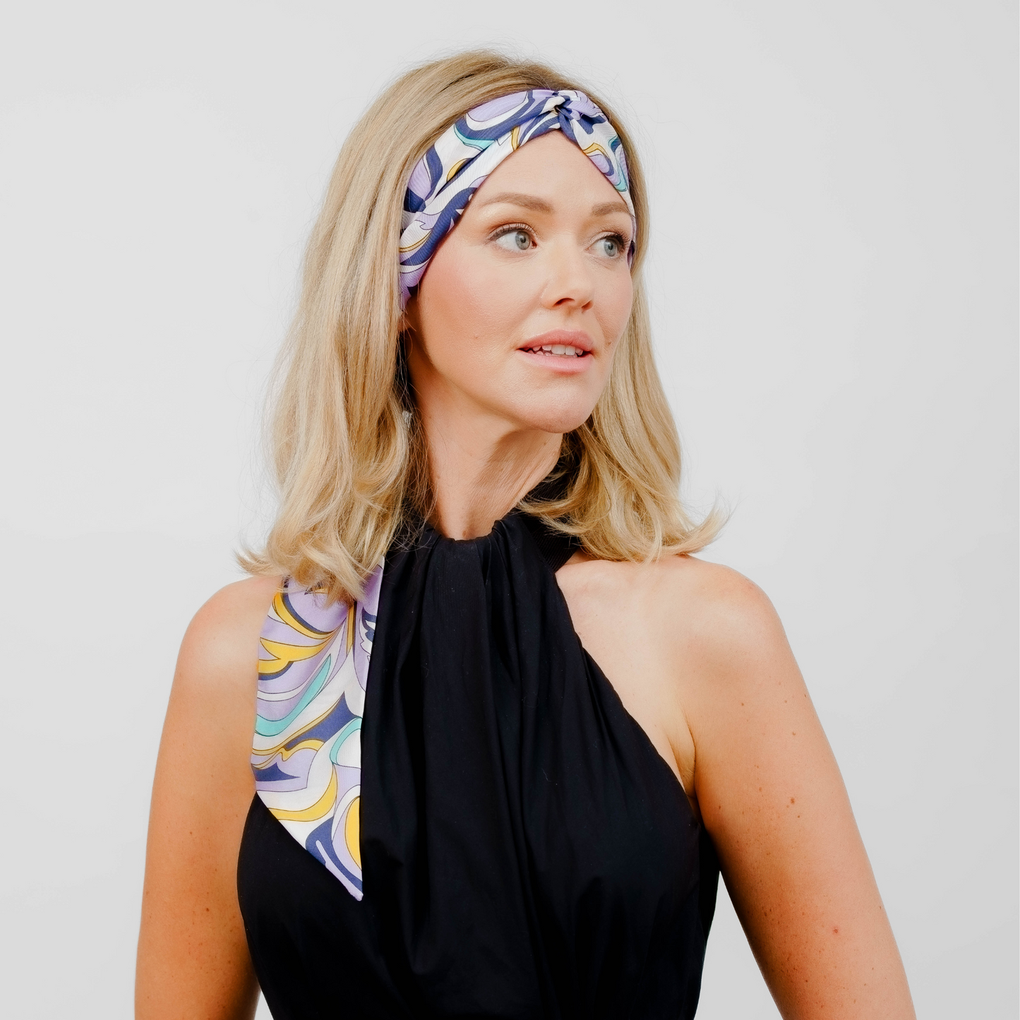 Sustainable Pucci 100% silk pre-tied headscarf in purple
