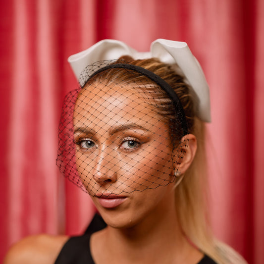 Black French Netting Veiled Headband