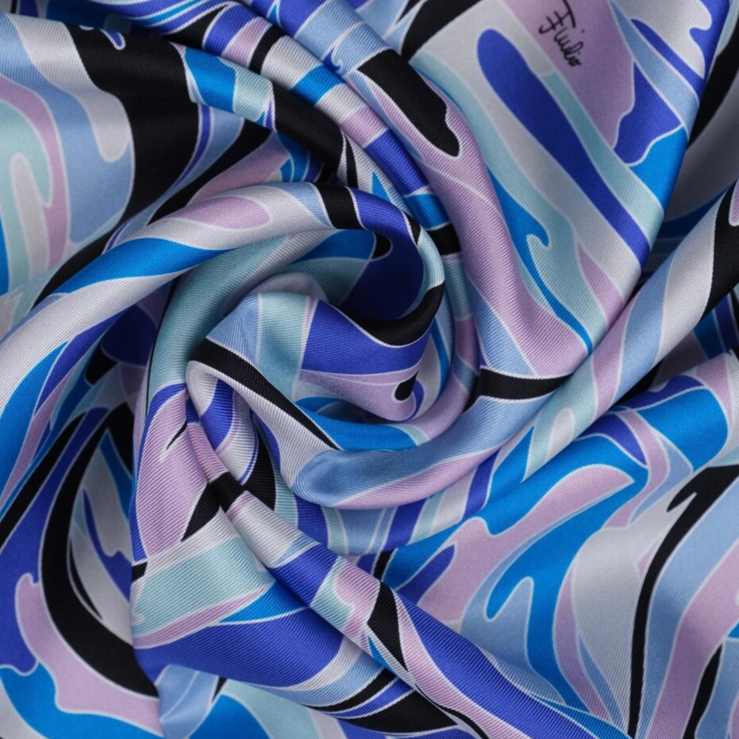 Sustainable Pucci 100% silk pre-tied headscarf in blue