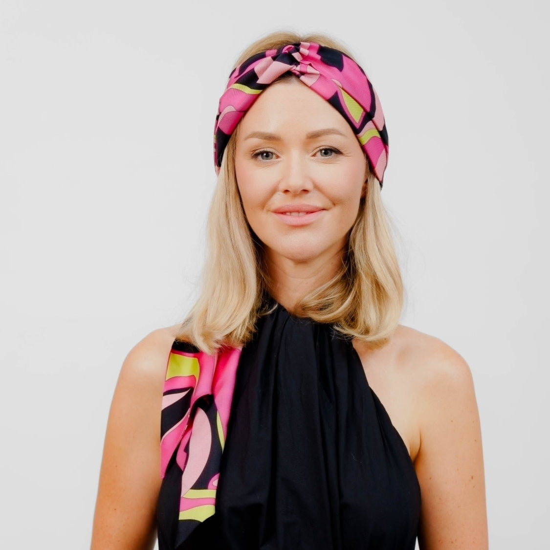 pink pucci pre tied silk headscarf