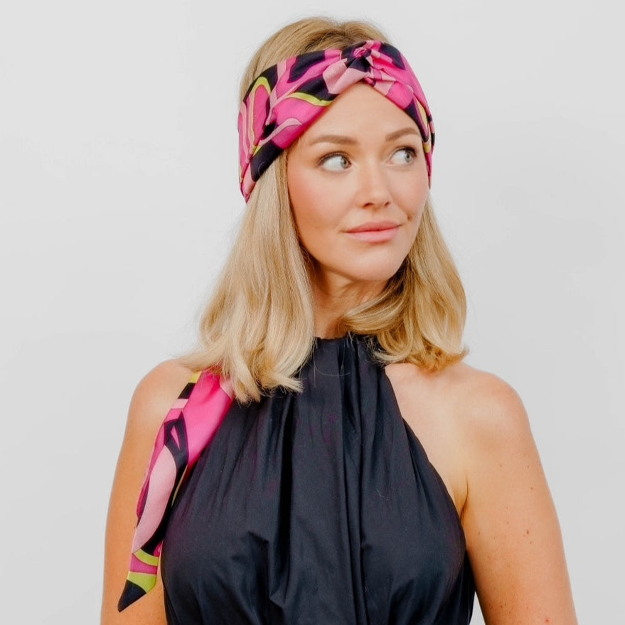 pink pucci pre tied silk headscarf