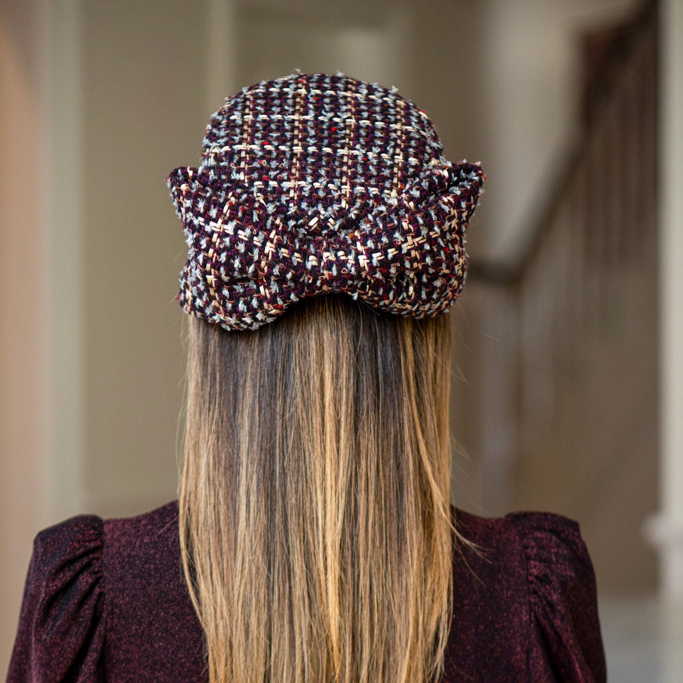 Pillbox in CHANEL tweed with Bow in Chocolate
