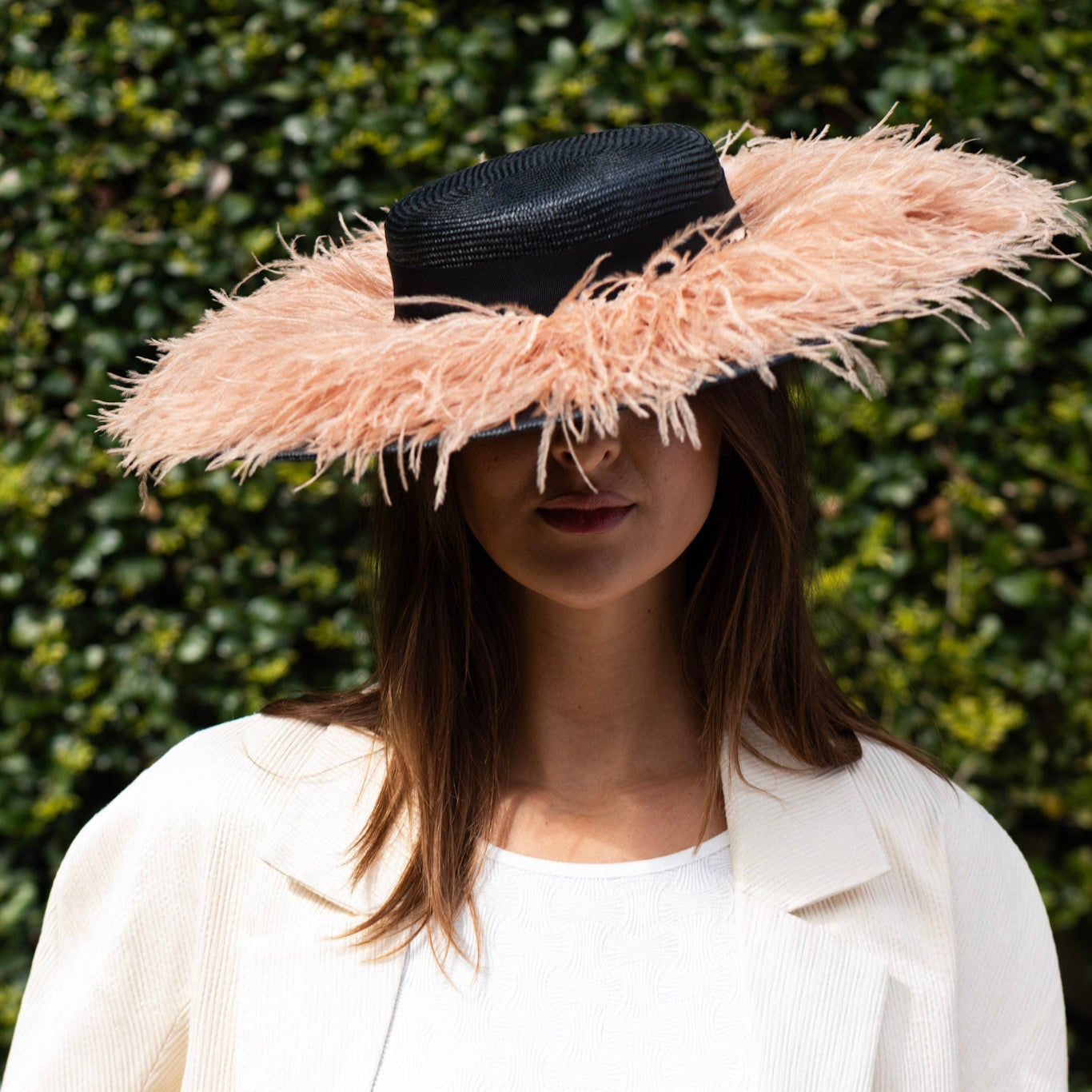 La Plume Boater in Black and Camel