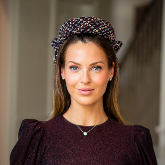 Pillbox in CHANEL tweed with Bow in Chocolate