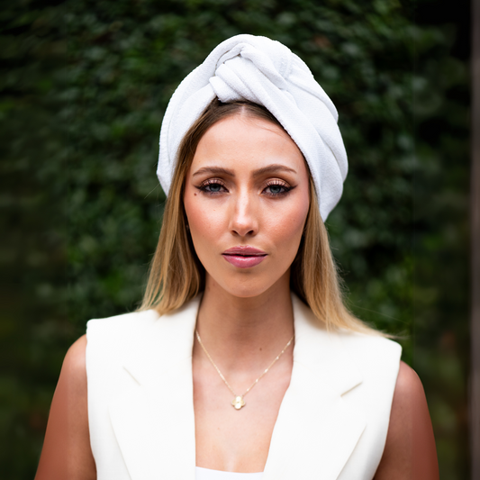Instant Icon sequin turban in matte white