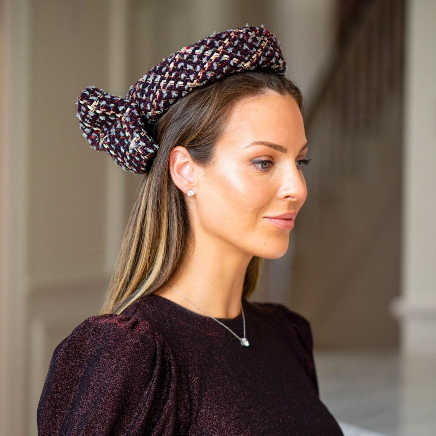Pillbox in CHANEL tweed with Bow in Chocolate