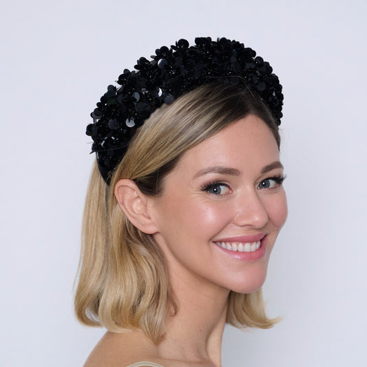 velvet hammer hats headband in black